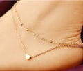Double Layers Loving Heart Beach Anklet European Titanium Steel Peach Heart Foot Ornaments