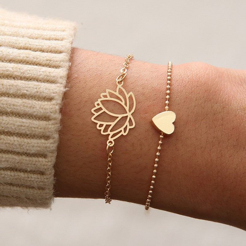 Simple Female Personality Hollow Lotus Love Bracelet Jewelry