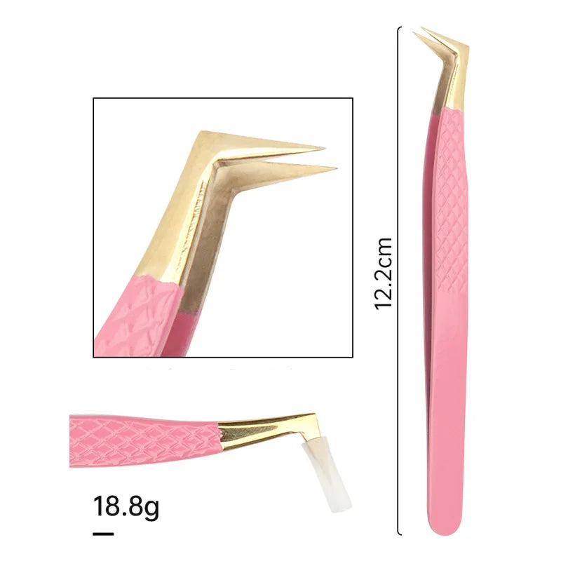 Eyelash Tweezers Stainless Steel Anti-static Non-magnetic Professional Pincet 3D Lashes Extension Tweezer Makeup Tools