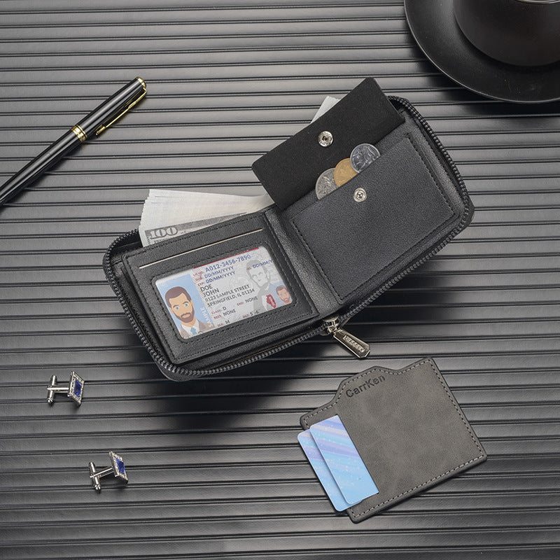 Short Retro Embossed New Horizontal Men's Wallet