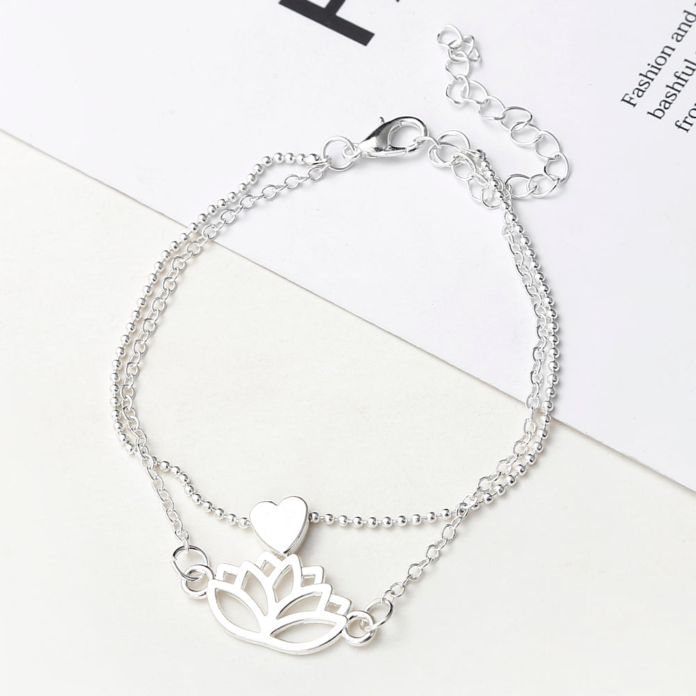 Simple Female Personality Hollow Lotus Love Bracelet Jewelry