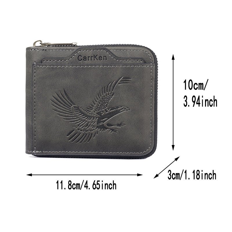 Short Retro Embossed New Horizontal Men's Wallet