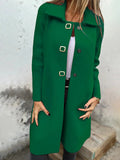 Women's Solid-color Mid-length Wool Coat With A Single-breasted Design
