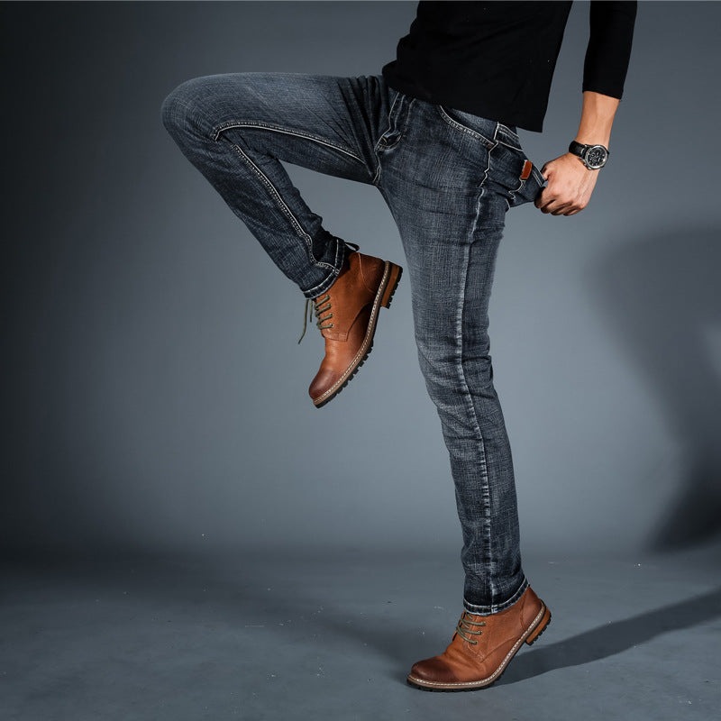 2019 Summer New Youth Trend Fashion Trendy Men's All-match Slim-fit Men's Jeans Straight-leg Trousers