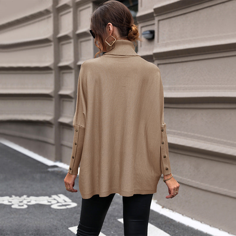 New Autumn Fashion Women's European And American Mid-length Solid Color Turtleneck Sweater