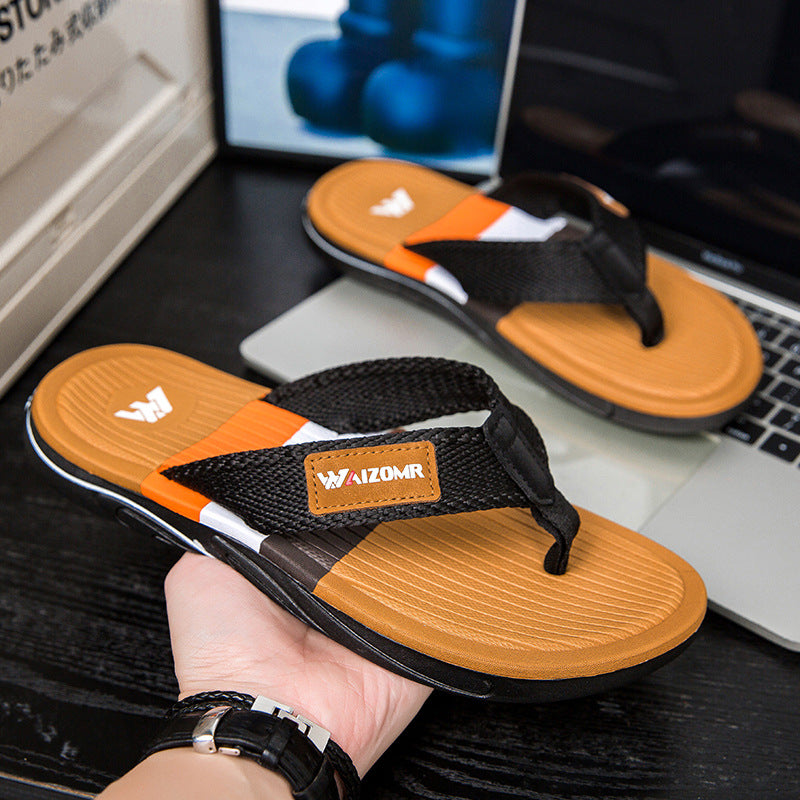 Cool Road Straight Internet Popular Sandals And Slippers Rubber Wear-resistant Flip-flops Trendy All-match Beach Shoes Men's Outdoor Slippers For Summer