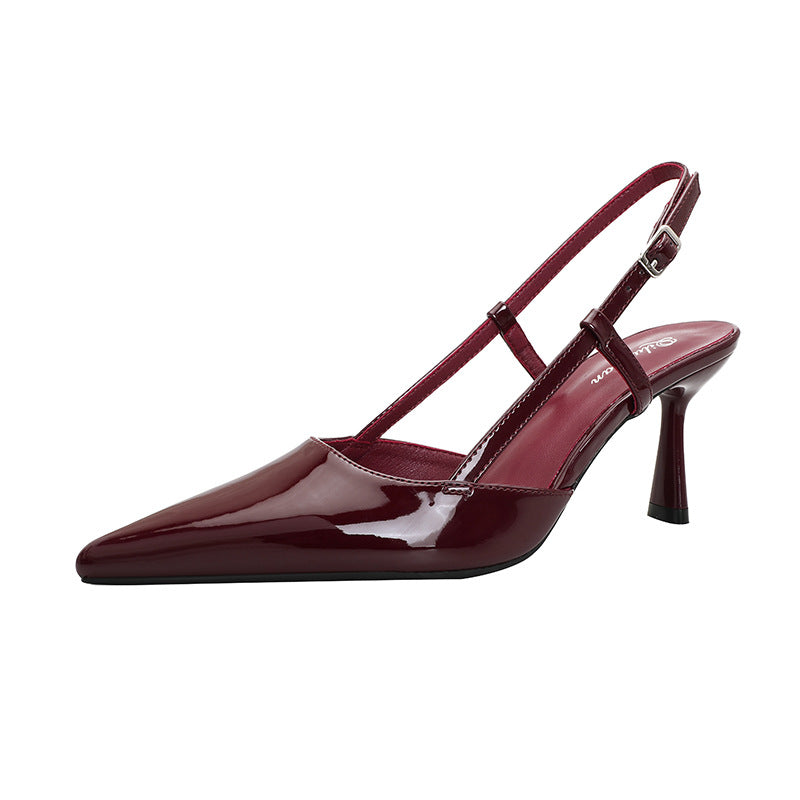 French High Heels Stiletto Heel 2025 New Plus Size Women's Shoes Toe Sandals Women's Summer Pointed Toe Empty Heel Shoes