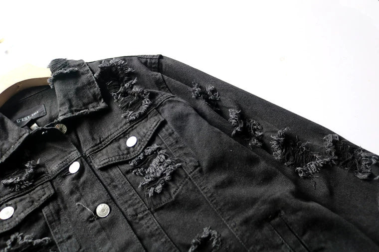 Korean Version All-match Simple Fashion Ripped Cotton Denim Casual Jacket Women