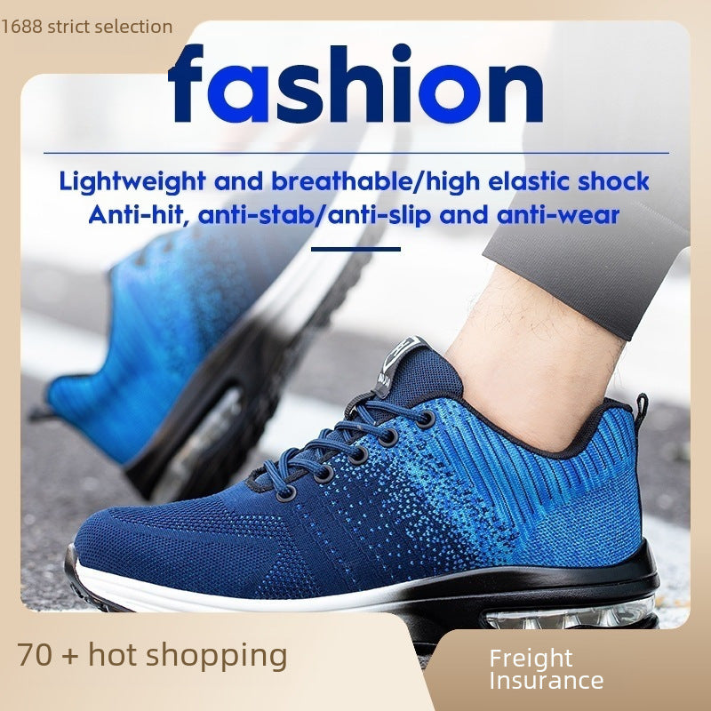 Steel Toed Safety Shoes Anti-smash Anti-puncture Wear-resistant Non-slip Lightweight Air Cushion Bottom Labor Shoes