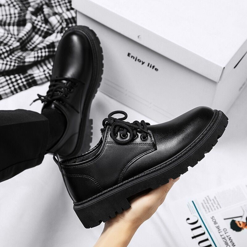 Spring Men's Shoes Work Shoes New Business Waterproof Black Leather Shoes Chef Shoes Men's Korean-style Versatile Thick Board Shoes