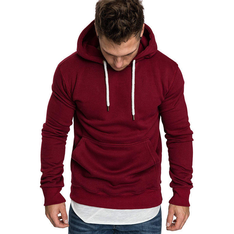New Men's Solid Color Hooded Pullover Men's Sweater