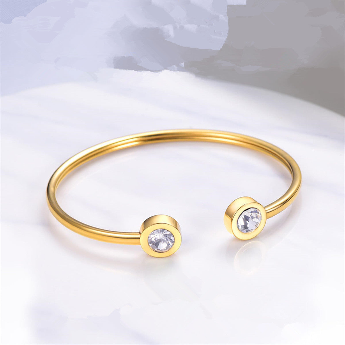 Womens Personalized Minimalist Stainless Steel Wire Bracelet With December Birthstone